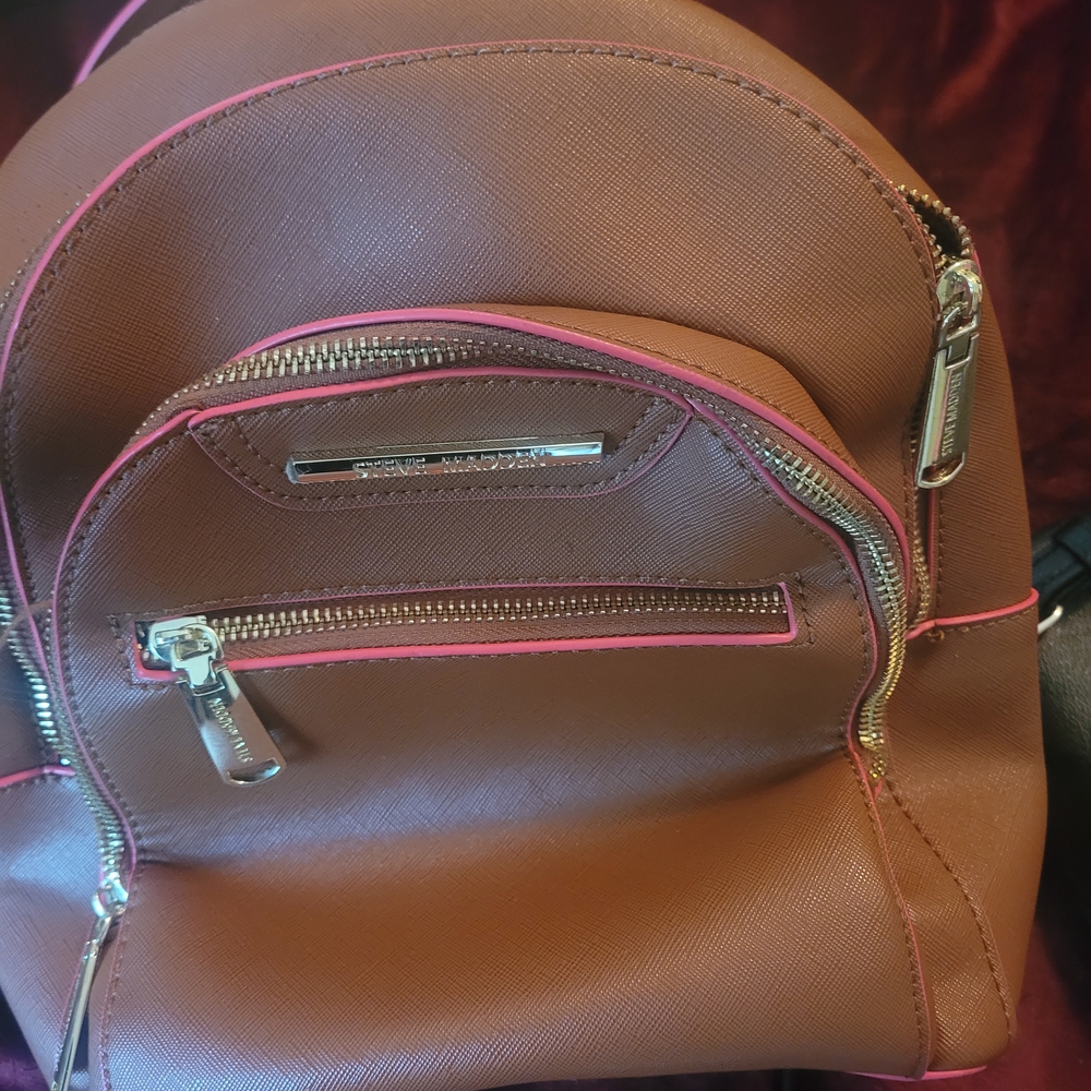 Brown and Pink Backpack